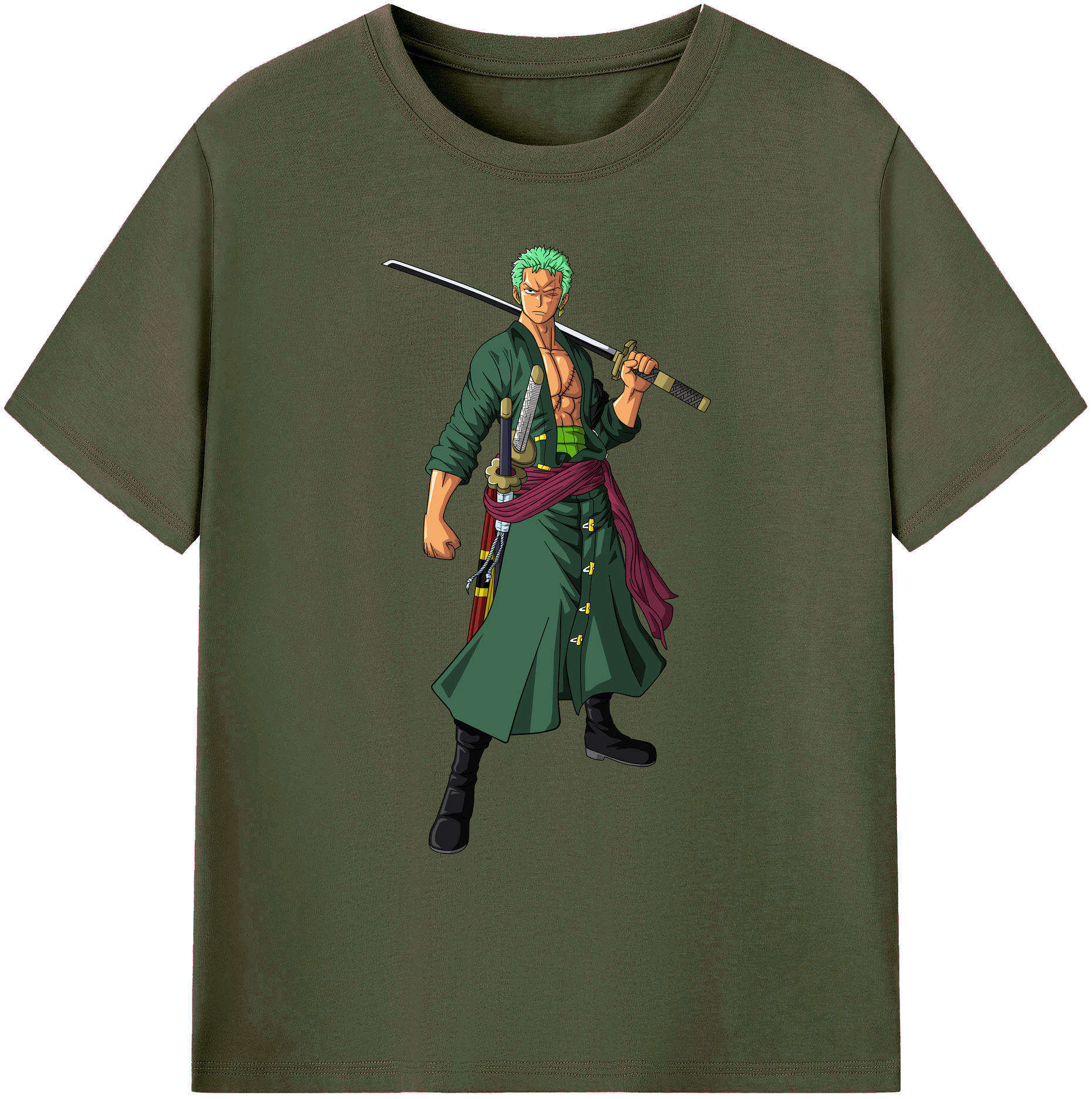 ワンピース ロロノア・ゾロ ONE PIECE Roronoa Zoro 綿100％ メンズ半袖Tシャツ｜肌触りやわらか＆通気性